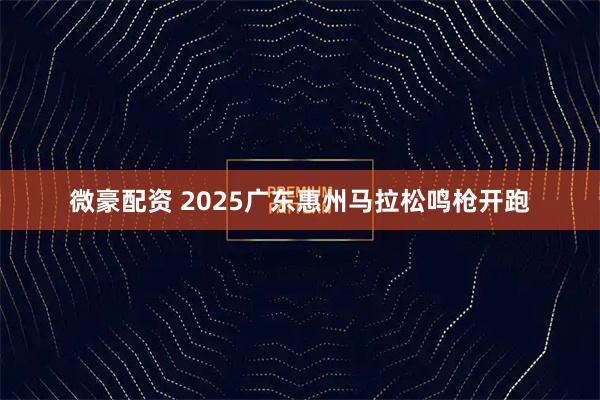 微豪配资 2025广东惠州马拉松鸣枪开跑