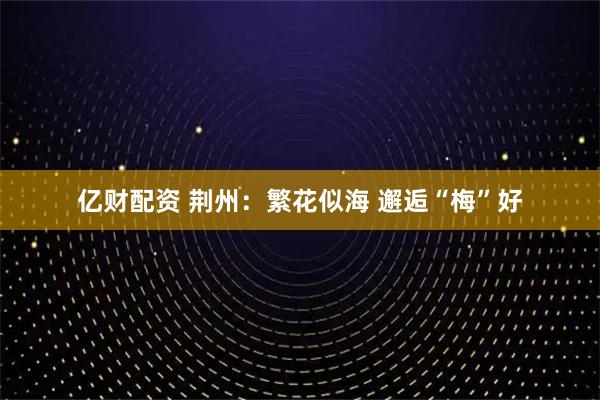 亿财配资 荆州：繁花似海 邂逅“梅”好